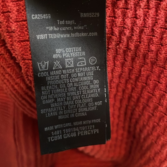 Ted Baker Staylay Waffle Knit Sweater XXL (TB-7) - Burnt Orange/Rust - Picture 7 of 7
